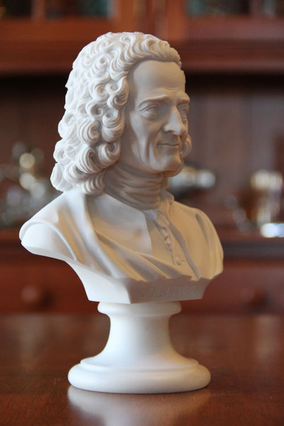 Voltaire Author Decorative Portrait Head Philosopher Statuary Marble Statue